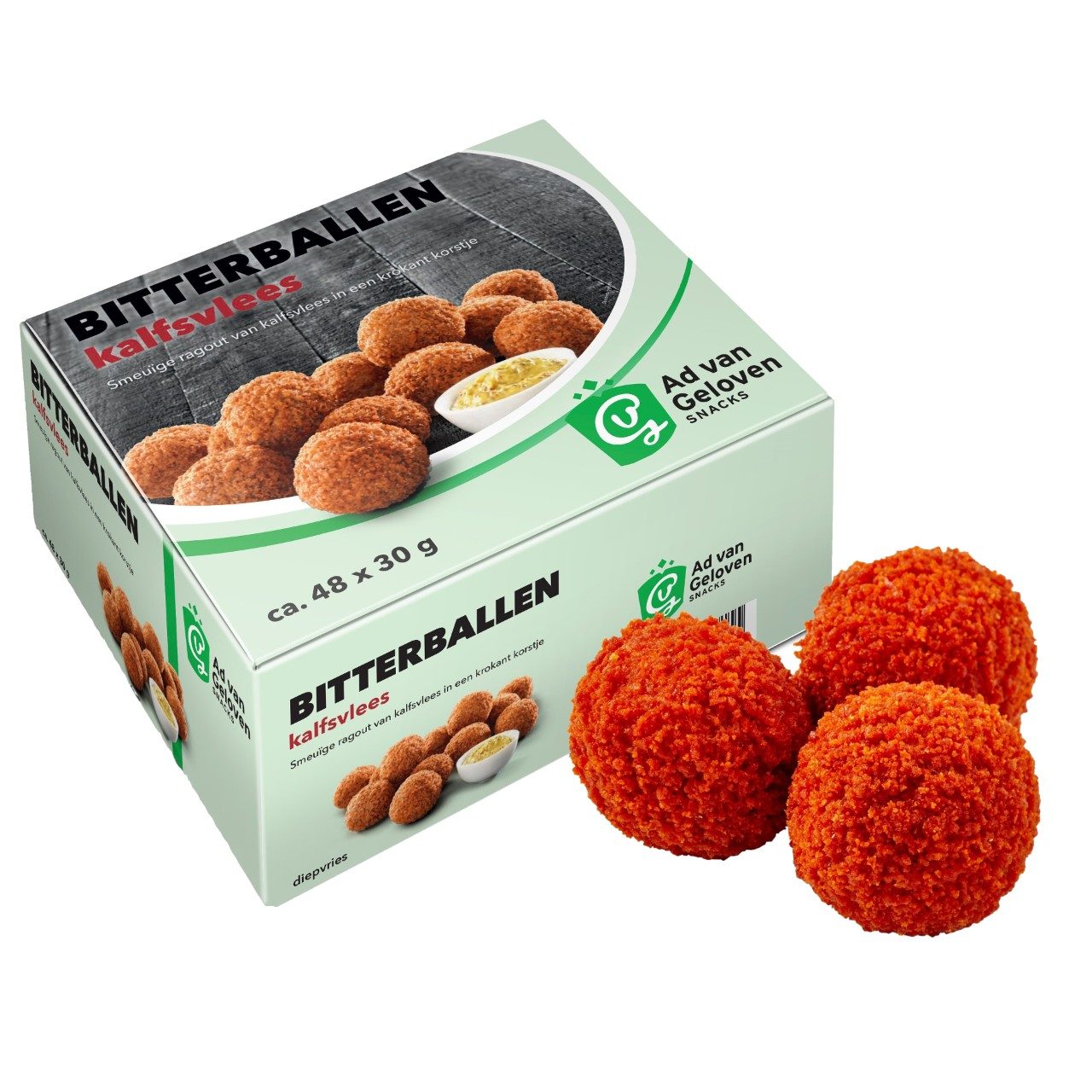 Ad van Geloven - Bitterballen kalfsvlees - 48 pieces à 30 grams - The Dutch Snackshop