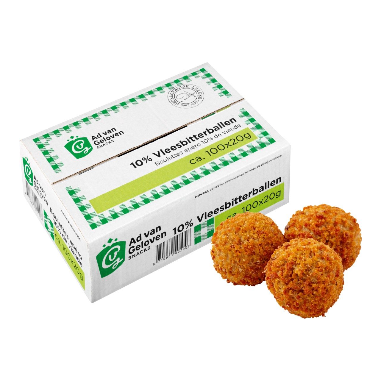 Ad van Geloven - Vleesbitterballen 10% vlees - 100 pieces à 20 grams - The Dutch Snackshop