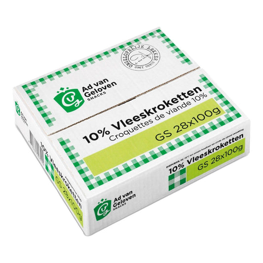 Ad van Geloven - Vleeskroketten 10% vlees - 28 pieces à 100 grams - The Dutch Snackshop