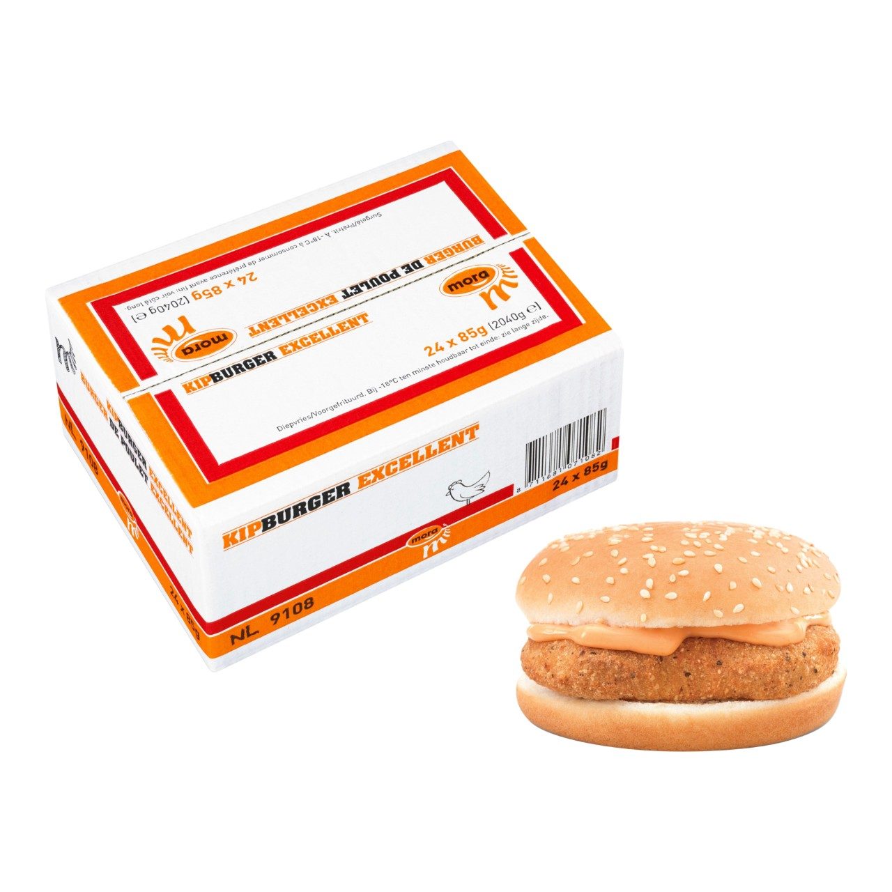 Mora - Kipburger excellent - 24 pieces à 85 grams - The Dutch Snackshop