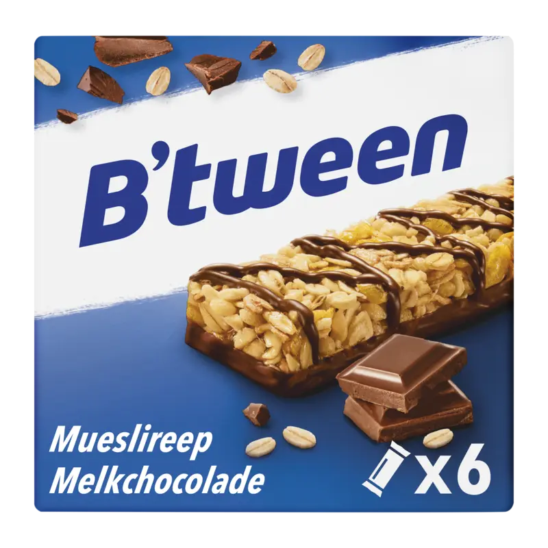 Hero B'tween mueslireep melkchocolade 6 x 25 g