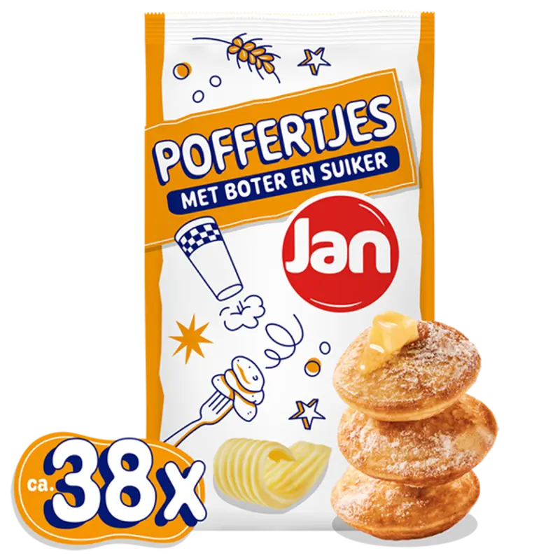 Jan Poffertjes met boter en suiker 38 stuks