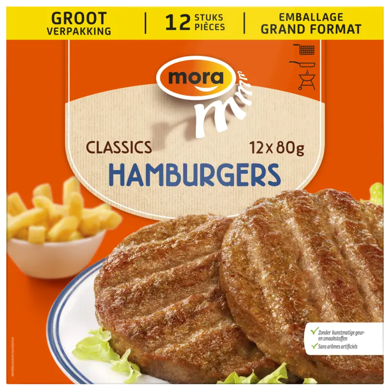 Mora Classics hamburgers grootverpakking 12 x 80 g