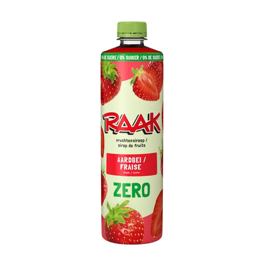 Raak Vruchtensiroop aardbeien zero sugar 0,75 l