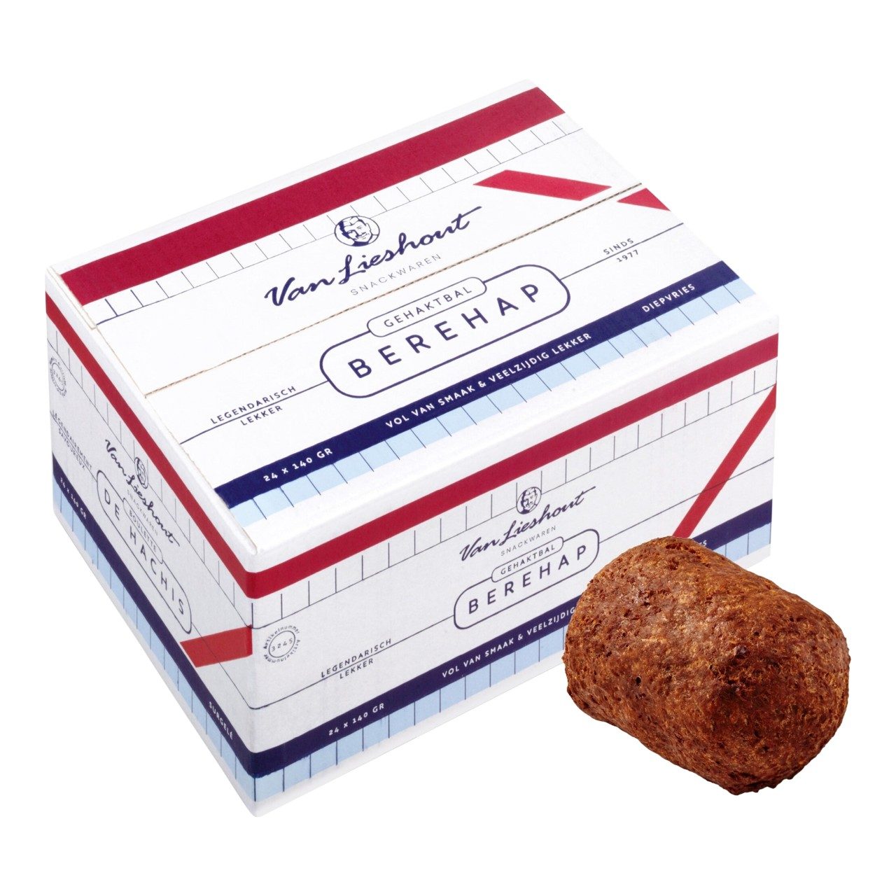 Van Lieshout Berenhap gehaktbal doos 24 x 140 gram met product